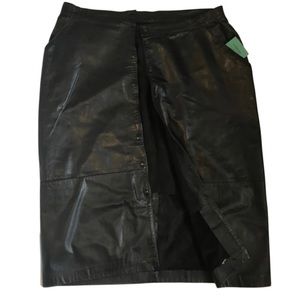 Snap Up the Front Leather Skirt.